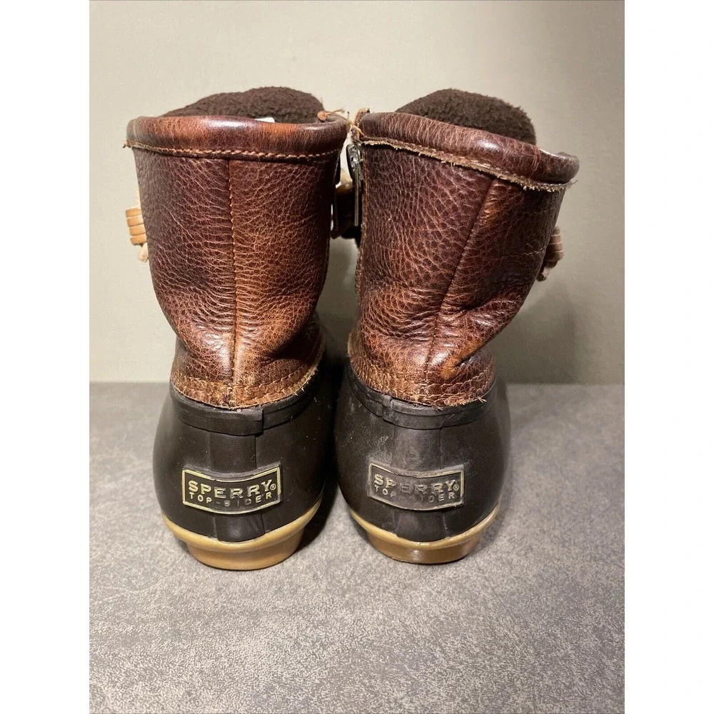 Sperry Women's Sz 6 Bootie Saltwater Duck Waterproof Rubber‎ Brown Boots Gum